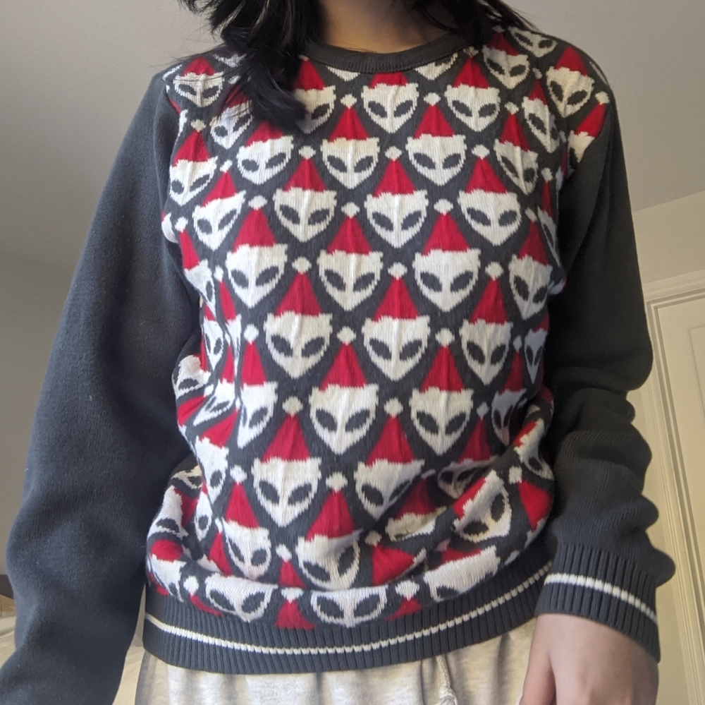 90s retro Alien Ugly Christmas sweater